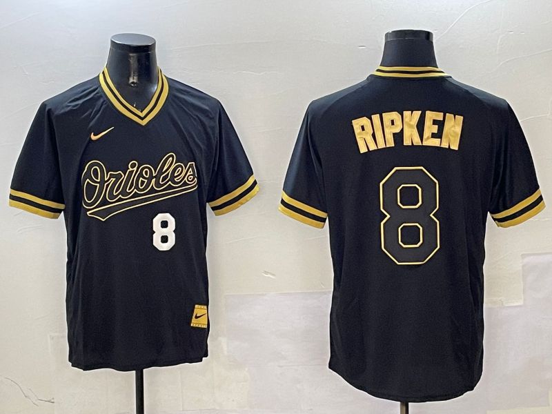 Men Baltimore Orioles 8 Ripken Black Gold Game 2025 Nike MLB Jersey style 2
